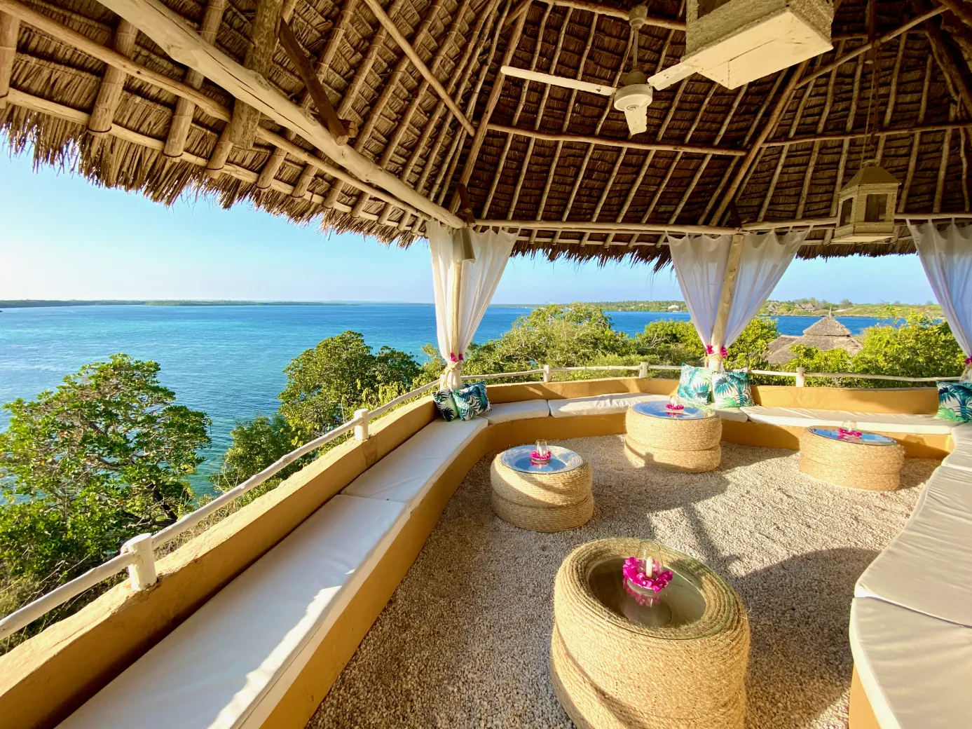 The thatched panoramic lounge and bar with near 360-degree views