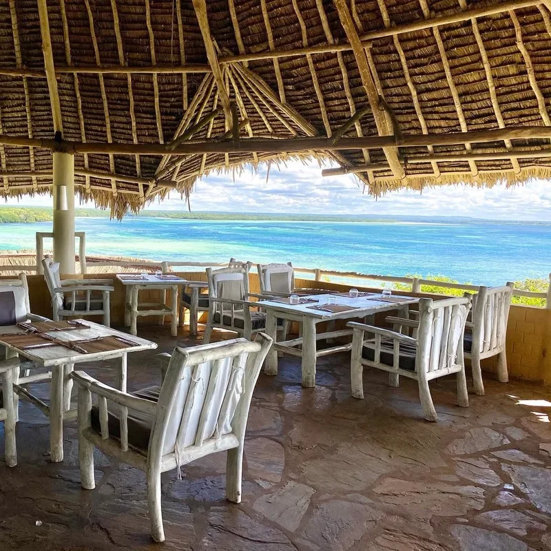 Seafood tasting plate at the Panoramic Restaurant with an ocean backdrop