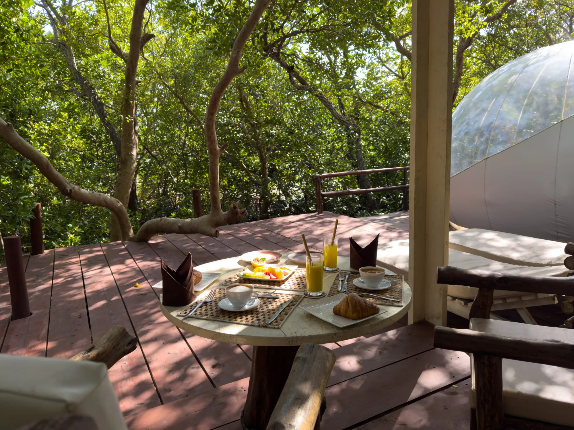 Breakfast served on the terrace