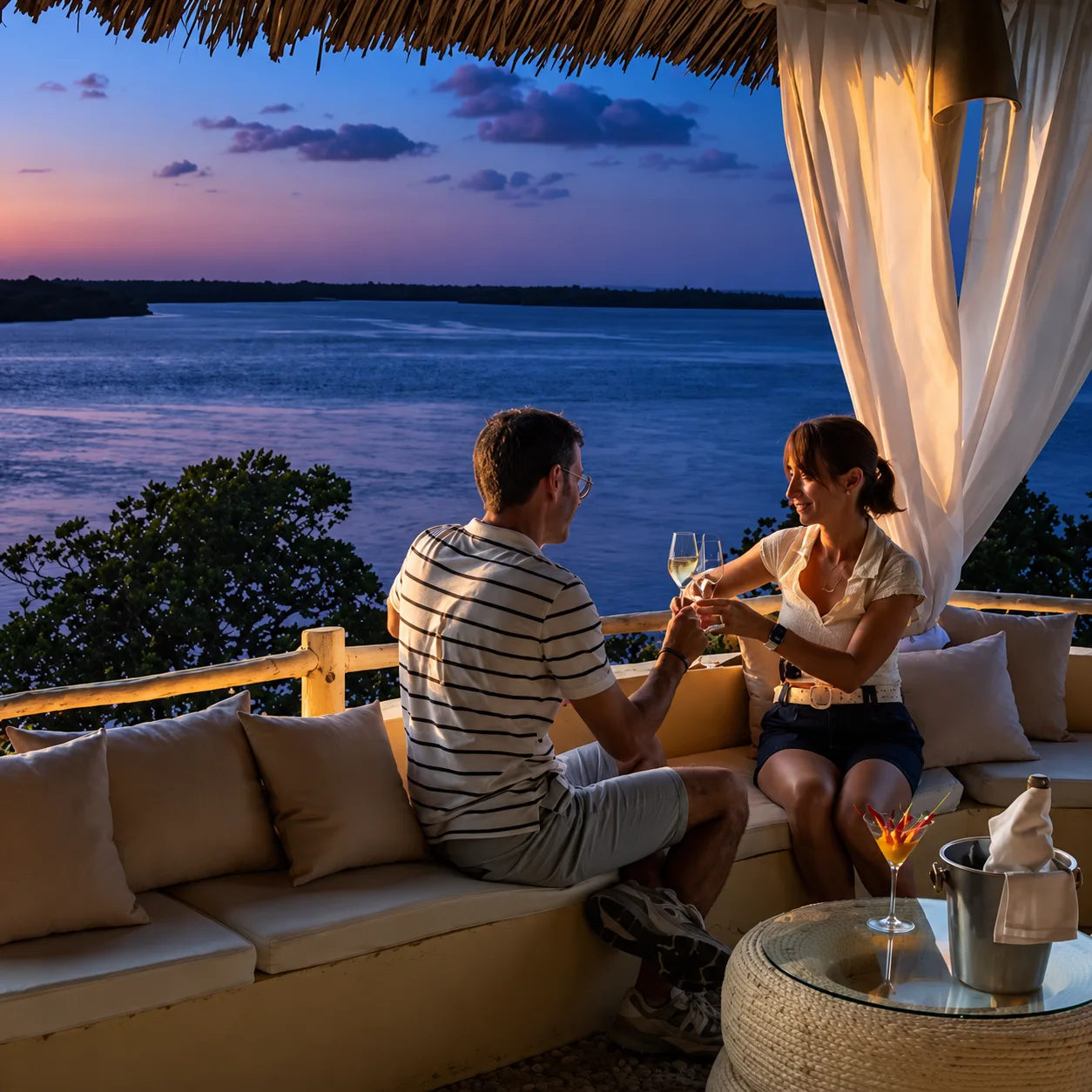 Sunset aperitif on the panoramic terrace